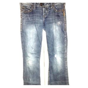 Silver Distressed Jeans